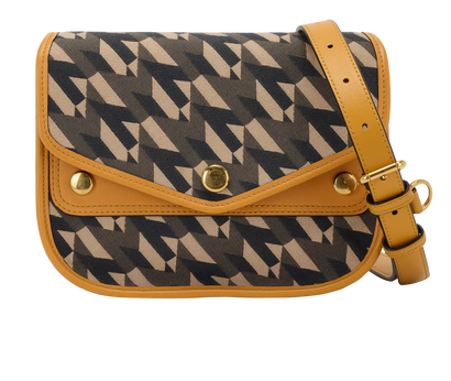 Econyl M Satchel, &pound;320, Handbags, Brown/Yellow, Fabric/Leather, Front view